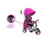 Baby Mix 360 Turbo tricikli tolókarral és lábtartóval pink színben (360°-ban forgatható ülés)
