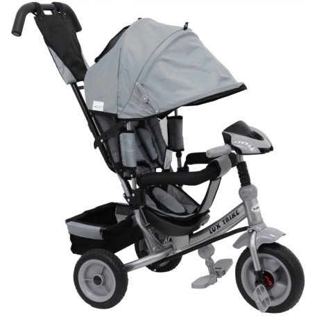 Baby Mix Lux Trike tricikli tolókarral és lábtartóval szürke színben (zenélő műszerfal és fények)