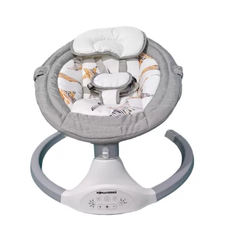 Mama Kiddies leagăn electric premium 2-în-1 și șezlong cu telecomandă, culoare gri + cadouri