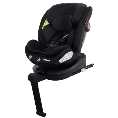 Scaun auto de siguranță Mama Kiddies Turbo Wings rotativ 360° cu ISOFIX (40–150 cm), culoare neagră, cu picior de sprijin + cadou parasolar, pernă pentru susținerea spatelui