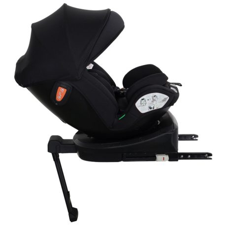 Scaun auto de siguranță Mama Kiddies Turbo Wings rotativ 360° cu ISOFIX (40–150 cm), culoare neagră, cu picior de sprijin + cadou parasolar, pernă pentru susținerea spatelui