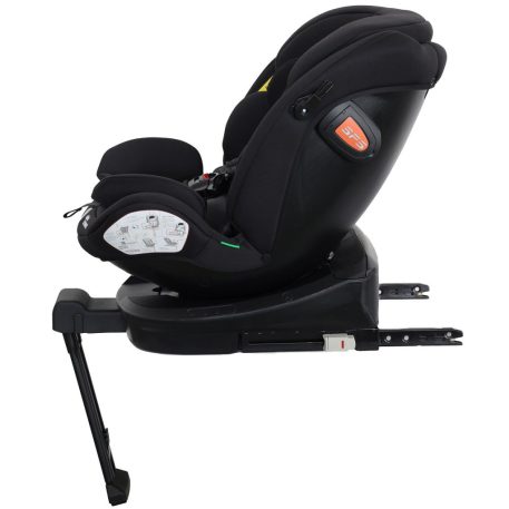 Scaun auto de siguranță Mama Kiddies Turbo Wings rotativ 360° cu ISOFIX (40–150 cm), culoare neagră, cu picior de sprijin + cadou parasolar, pernă pentru susținerea spatelui