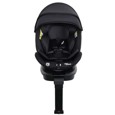 Scaun auto de siguranță Mama Kiddies Turbo Wings rotativ 360° cu ISOFIX (40–150 cm), culoare neagră, cu picior de sprijin + cadou parasolar, pernă pentru susținerea spatelui