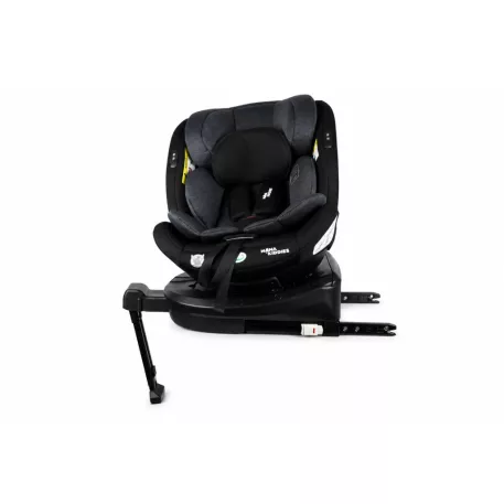 Scaun auto de siguranță Mama Kiddies® Turbo Wings rotativ 360° cu ISOFIX (40–150 cm), culoare gri închis, cu picior de sprijin + cadou parasolar și pernă pentru susținerea spatelui