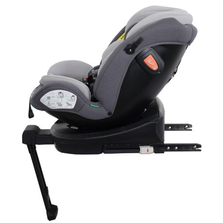 Scaun auto de siguranță Mama Kiddies Turbo Wings rotativ 360° cu ISOFIX (40–150 cm), culoare gri, cu picior de sprijin + cadou parasolar, pernă pentru susținerea spatelui