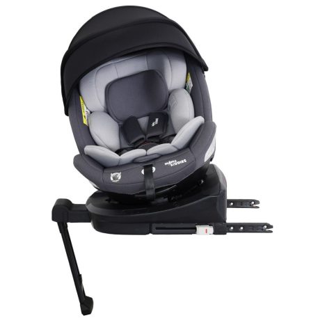 Scaun auto de siguranță Mama Kiddies Turbo Wings rotativ 360° cu ISOFIX (40–150 cm), culoare gri, cu picior de sprijin + cadou parasolar, pernă pentru susținerea spatelui