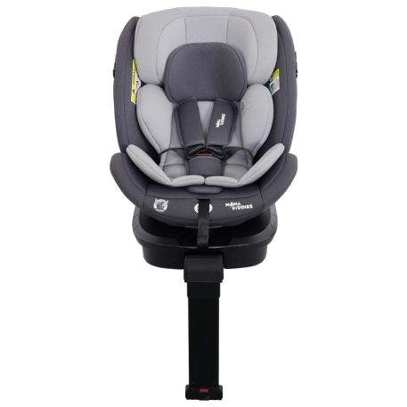 Scaun auto de siguranță Mama Kiddies Turbo Wings rotativ 360° cu ISOFIX (40–150 cm), culoare gri, cu picior de sprijin + cadou parasolar, pernă pentru susținerea spatelui