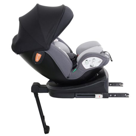 Scaun auto de siguranță Mama Kiddies Turbo Wings rotativ 360° cu ISOFIX (40–150 cm), culoare gri, cu picior de sprijin + cadou parasolar, pernă pentru susținerea spatelui