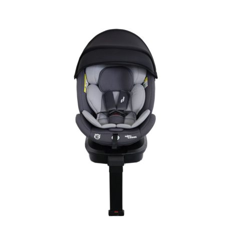 Scaun auto de siguranță Mama Kiddies Turbo Wings rotativ 360° cu ISOFIX (40–150 cm), culoare gri, cu picior de sprijin + cadou parasolar, pernă pentru susținerea spatelui