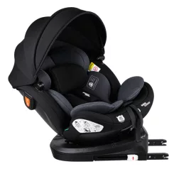   Scaun auto de siguranță Mama Kiddies® Turbo Wings cu ISOFIX, rotativ la 360° (40–150 cm), de culoare gri închis + cadou suport pentru coloană și copertină de protecție solară