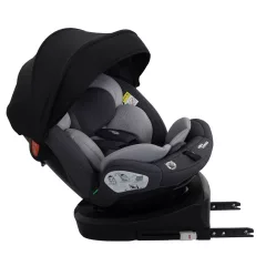   Scaun auto de siguranță Mama Kiddies® Turbo Wings rotativ 360° cu ISOFIX (40–150 cm), culoare gri + cadou parasolar, pernă pentru susținerea spatelui