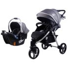 Mama Kiddies Explorer sport babakocsi babahordozóval és kiegészítőkkel szürke színben + ajándék lábzsák