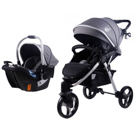Mama Kiddies Explorer sport babakocsi babahordozóval és kiegészítőkkel szürke színben + ajándék lábzsák