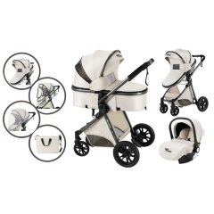   Mama Kiddies Charlie PRO 3 în 1 cărucior pentru copii, cu accesorii, în culoare bej + cadou