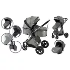 Mama Kiddies Charlie PRO 3 în 1 cărucior pentru copii, cu accesorii, în culoare gri + cadou.