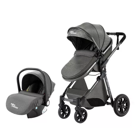 Mama Kiddies Charlie PRO 3 în 1 cărucior pentru copii, cu accesorii, în culoare gri + cadou.
