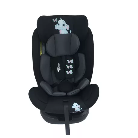 Scaun auto de siguranță cu ISOFIX, rotativ în 360° Mama Kiddies Rolling Safari (0-36 kg) cu model Jumbo + cadouri (certificat TUV)