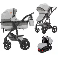   Mama Kiddies® Evening Star Black Edition cărucior multifuncțional 4 în 1, cu accesorii, culoare gri, cu bază ISOFIX + cadou