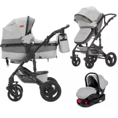   Mama Kiddies® Evening Star Black Edition cărucior multifuncțional 4 în 1, cu accesorii, culoare gri, cu bază ISOFIX + cadou
