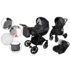 Mama Kiddies Lux Creativ 3az1-ben multifunkciós babakocsi szett kiegészítőkkel antracit színben + Ajándék