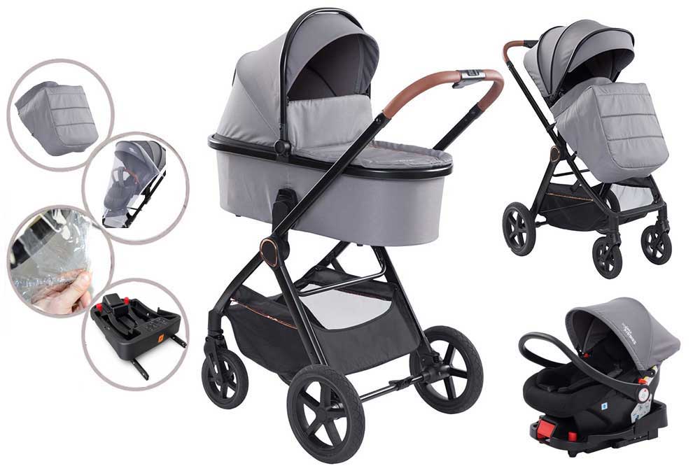 Mama Kiddies® PRIMO cărucior multifuncțional 4în1, culoare gri + CADOU